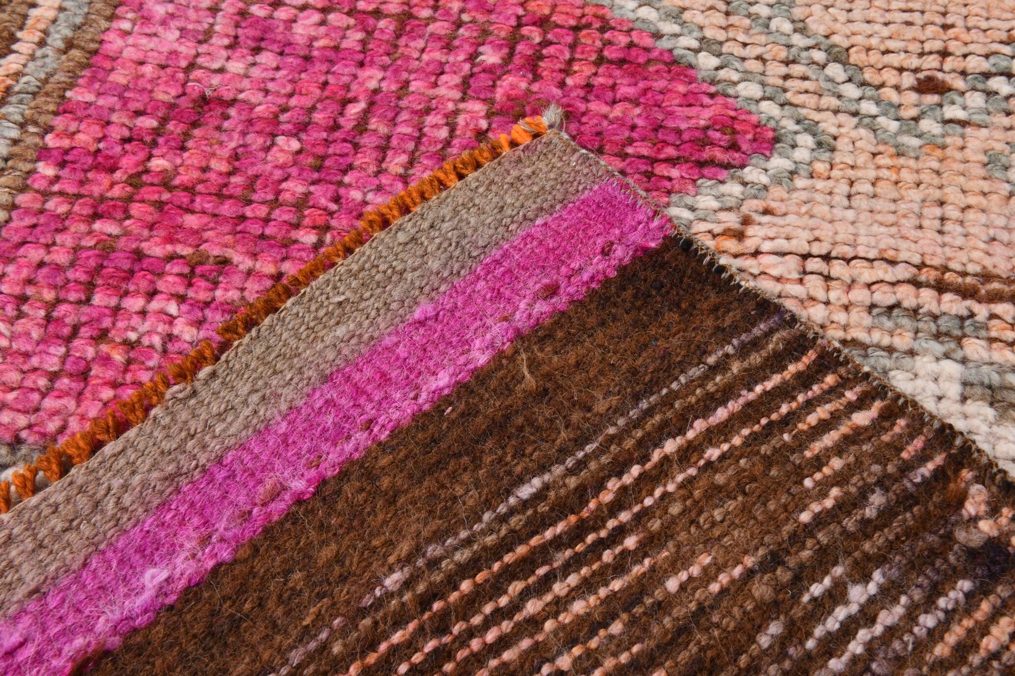 3x11 Vintage Pink & Brown Turkish Runner Rug, 87x339Cm