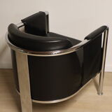 Pair of armchairs in synthetic leather and chromed metal, 1970