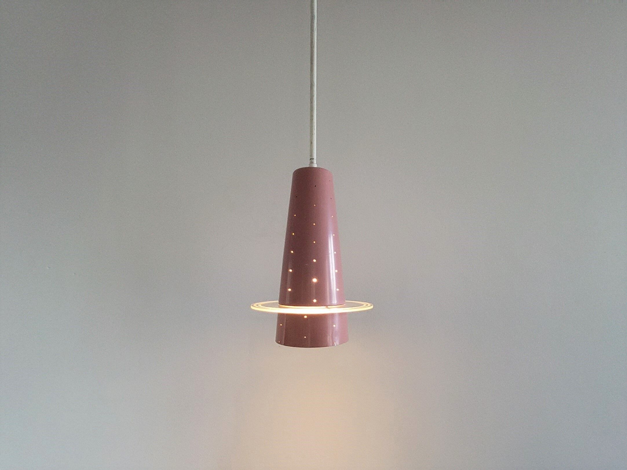 Pink conical pendant lamp from Evenblij, The Netherlands 1960's
