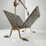 Magazine rack in brass and smoked glass, Maison Jansen style, 1950s