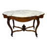 Table violon Napoléon III en noyer et marbre blanc, circa 1880