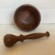 Mortar and wooden pestle