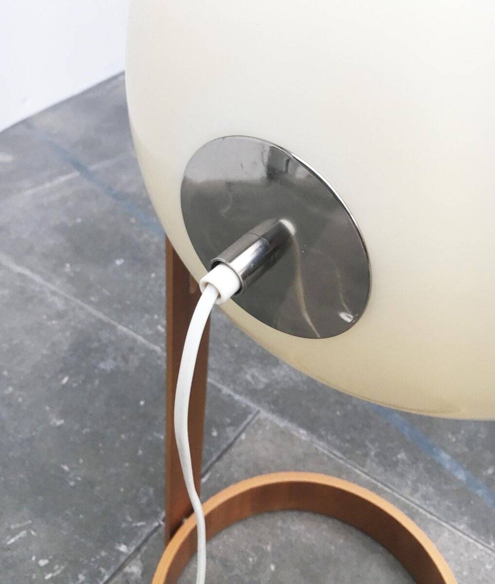 Swiss space-style floor lamp made of plastic and plywood from the 1960s.