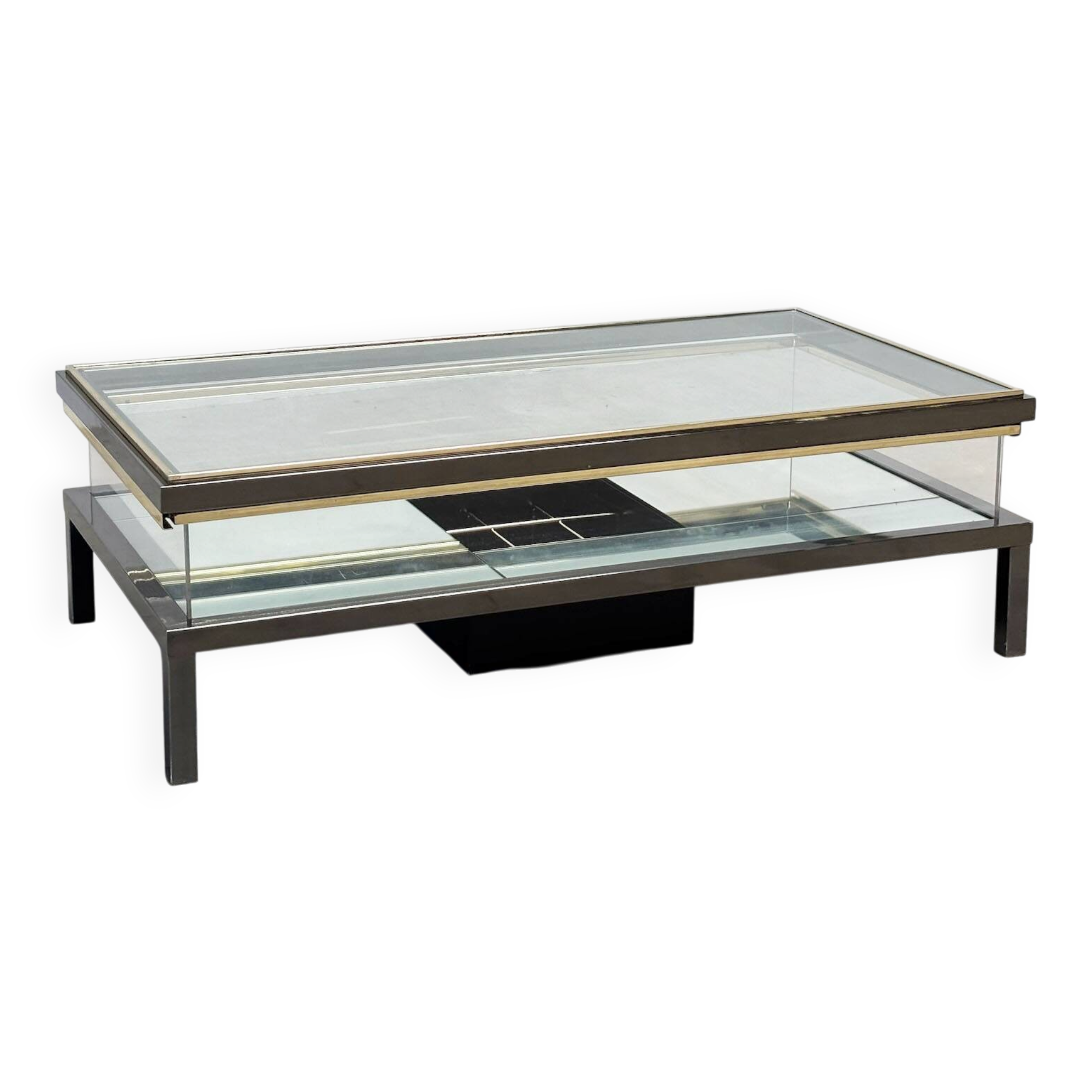 Rare Maison Jansen (attr.) sliding coffee table with bottle holder