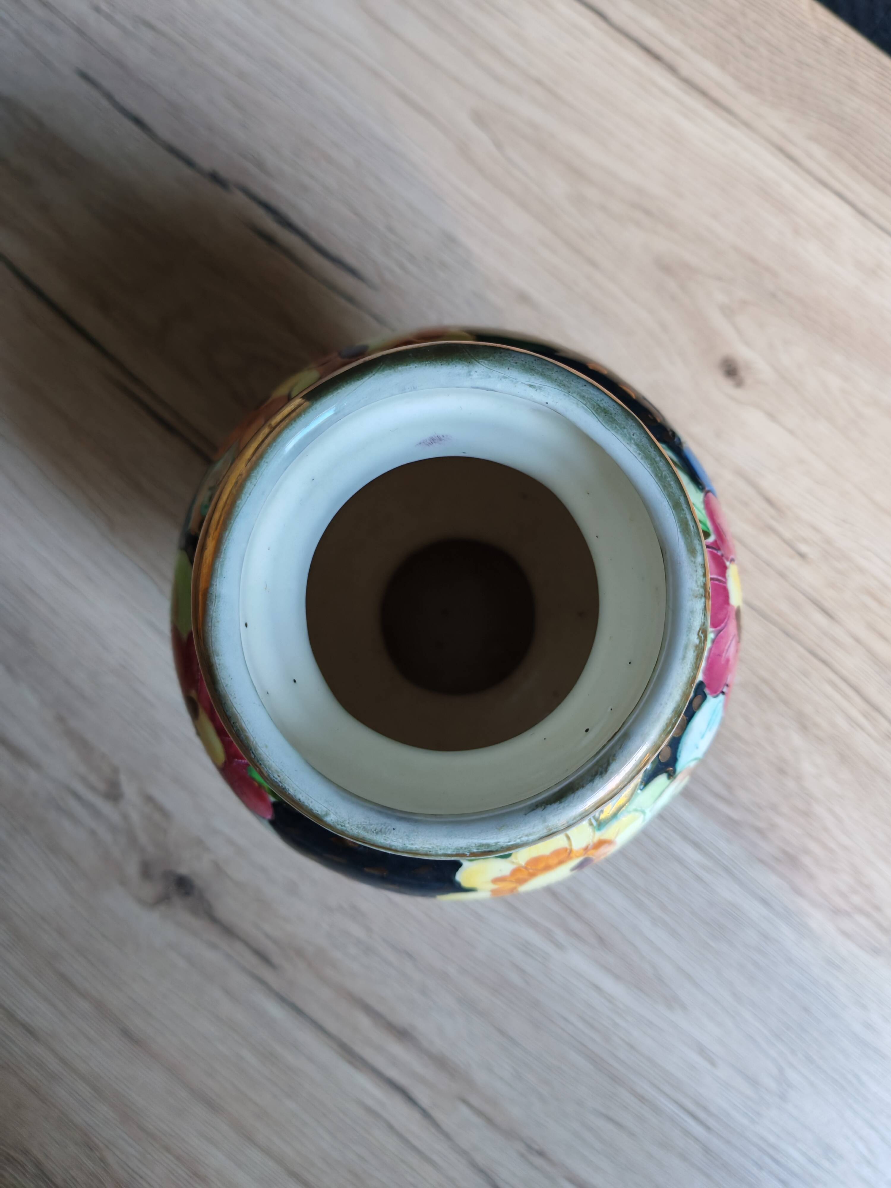 Vintage Ceramic Vase Arte Veneziana, Hand-Painted Flower Decor