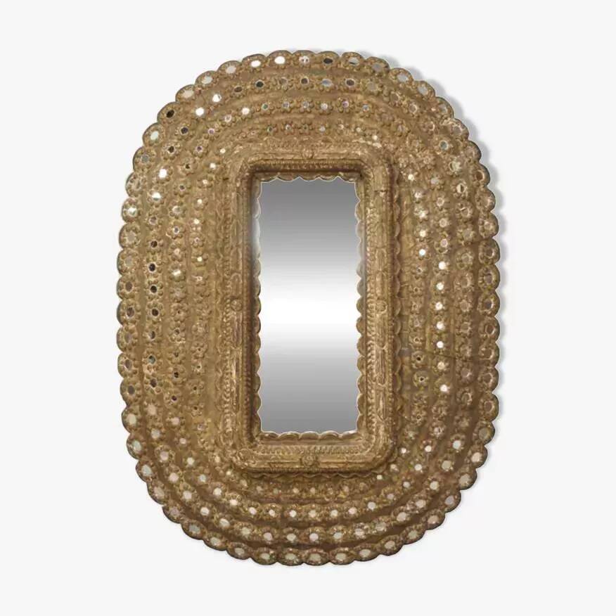 Oval carved wooden mirror 150x101cm