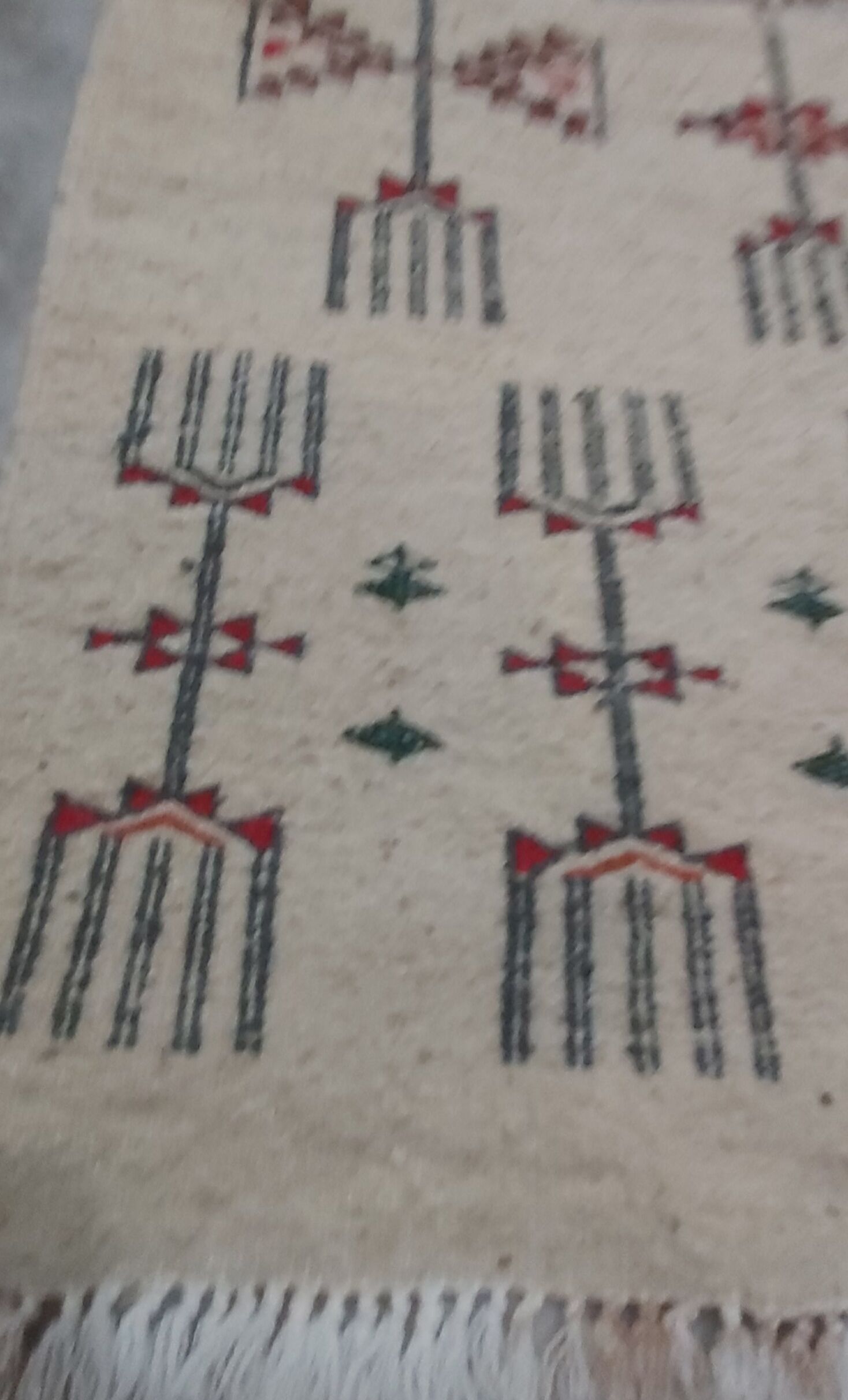 Traditional white multicolored Berber carpet 200-105cm