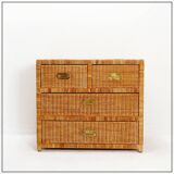 Vintage wicker chest of drawers - 1960s