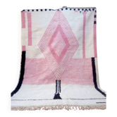 Tapis marocain tissé à la main rose - motif coloré - laine - 305 x 205 cm