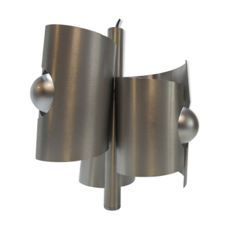 Vintage hanging 3 brushed ALU tubes and chromed bulbs