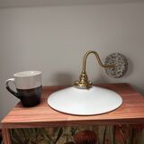 White opaline and terrazzo wall light