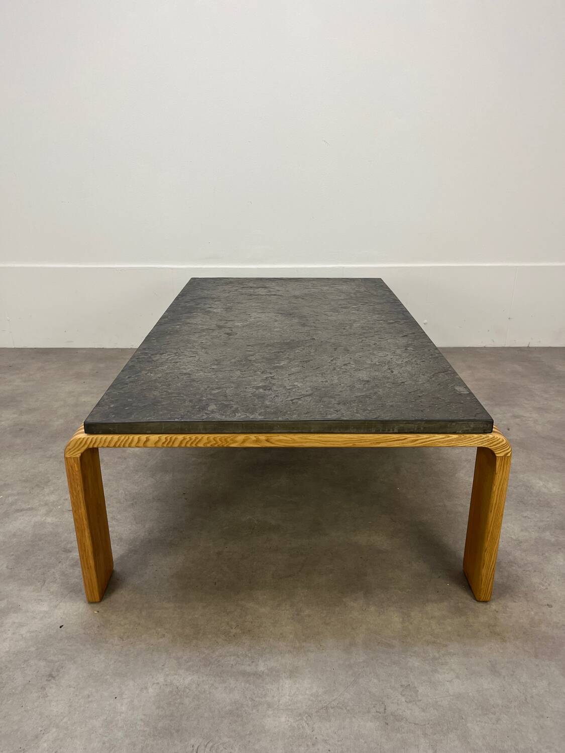 Brutalist coffee table, chalet-style slate stone
