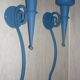 Pair of candle holders, blue torches