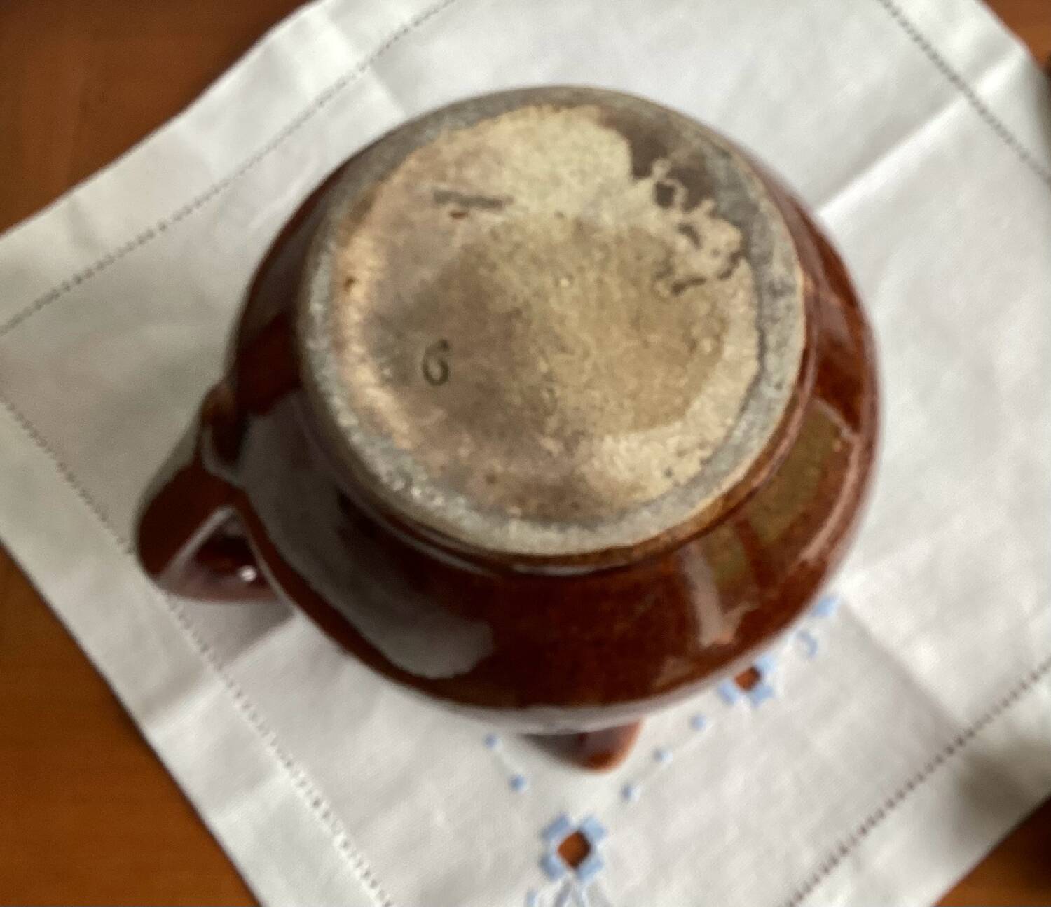 Enamelled stoneware pitcher