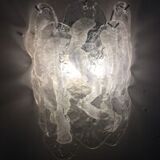 Transapent and white “fiamma” murano glass wall sconce