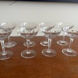 8 Coupes À Champagne En Cristal Val Saint Lambert Modèle Nestor.   Pa