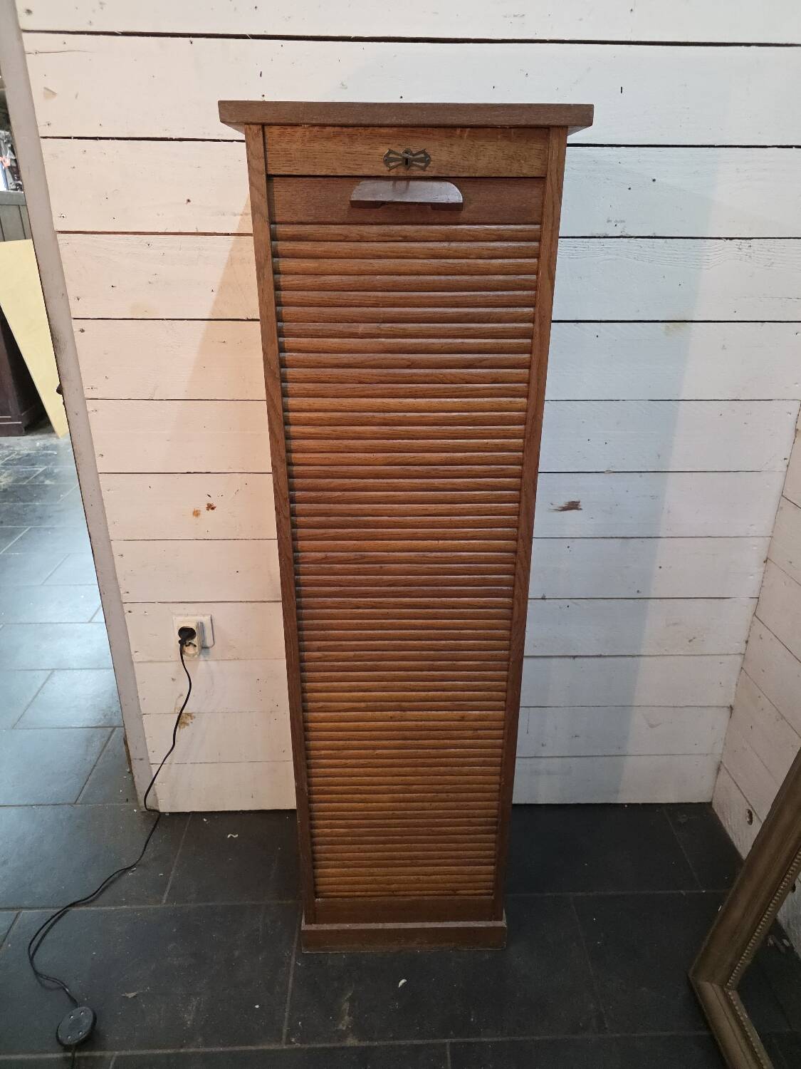 Oak curtain filing cabinet