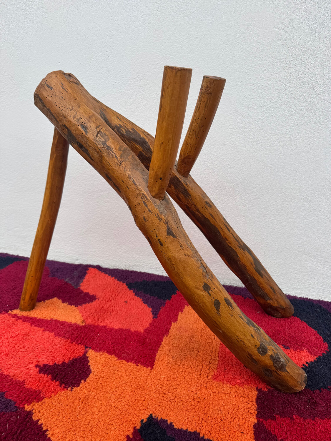 Brutalist style wooden magazine rack from the 1960s