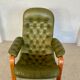 Vintage Swedish mid-century olive green leather lounge chair by Gote Møbler – 1970s
