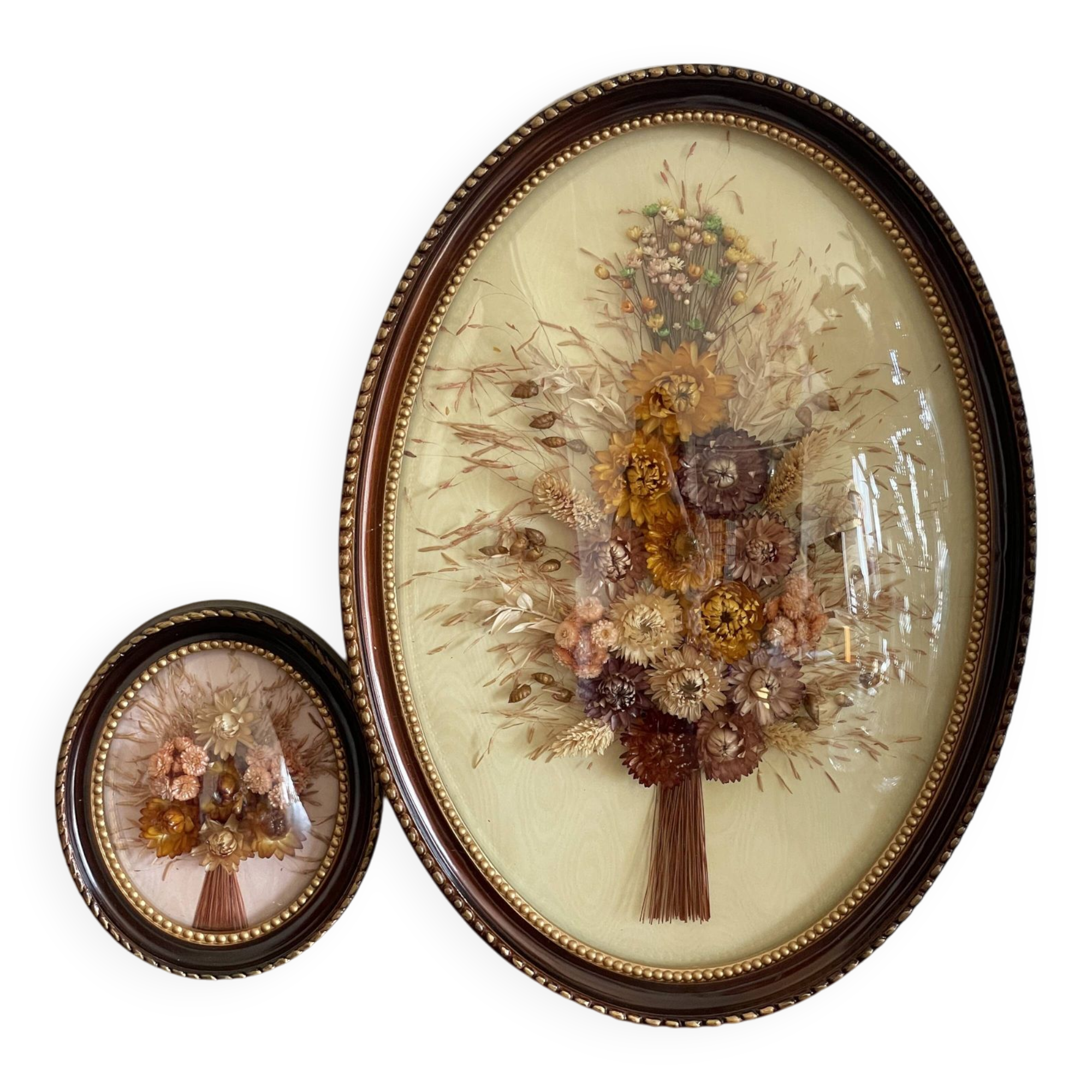 Duo of dried flower bouquet frames