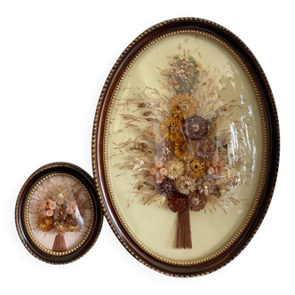 Duo of dried flower bouquet frames