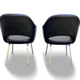 Pair of "Conference" armchairs by Eero Saarinen for Knoll International, black and chrome
