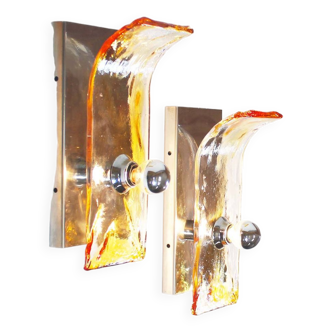 pair of Murano Glass Wall Sconces by AV Mazzega