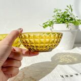 Vintage Amber Glass Dessert Set - 1 Salad Bowl + 5 Matching Bowls