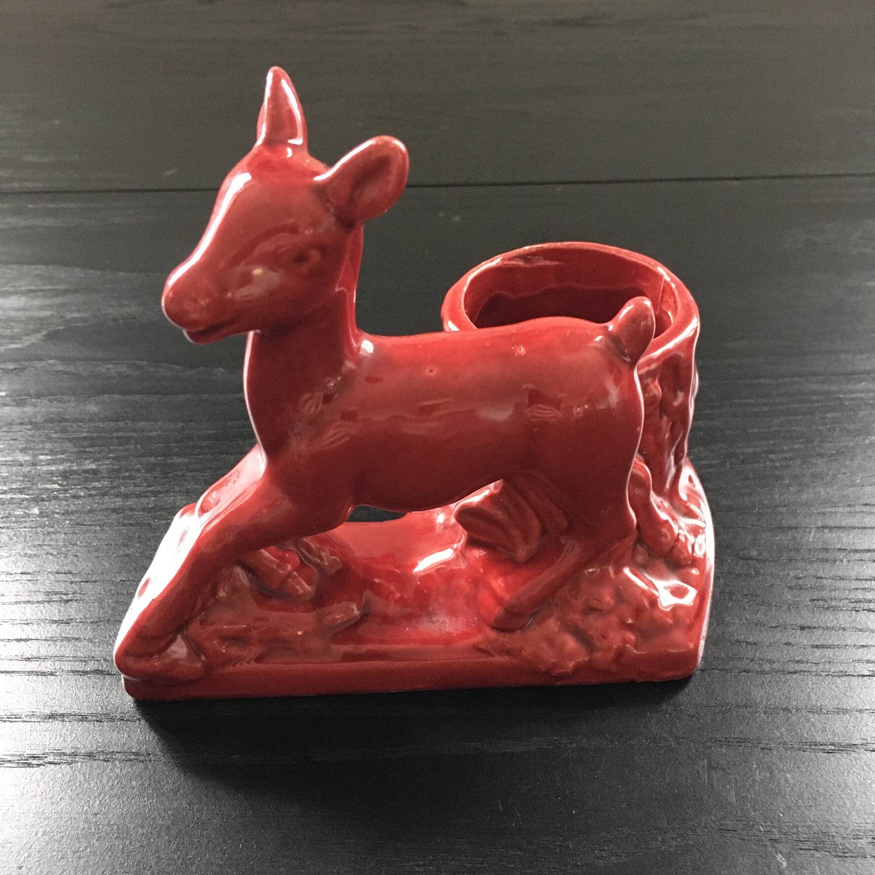 Red doe candle holder