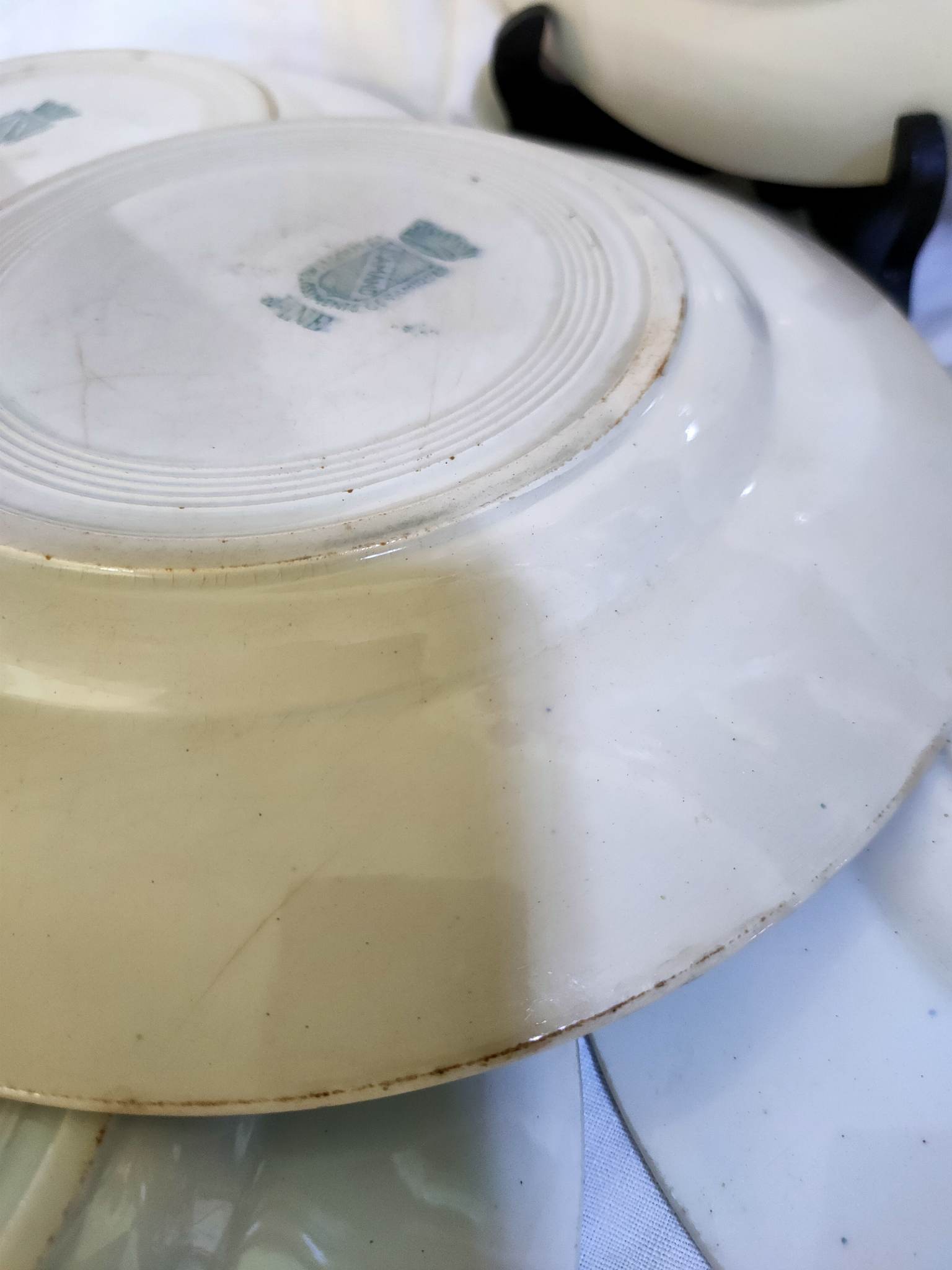 5 flat plates green iron earth earthenware from st amand