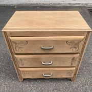 Small Art Deco chest of drawers renovated in raw oak 1950.