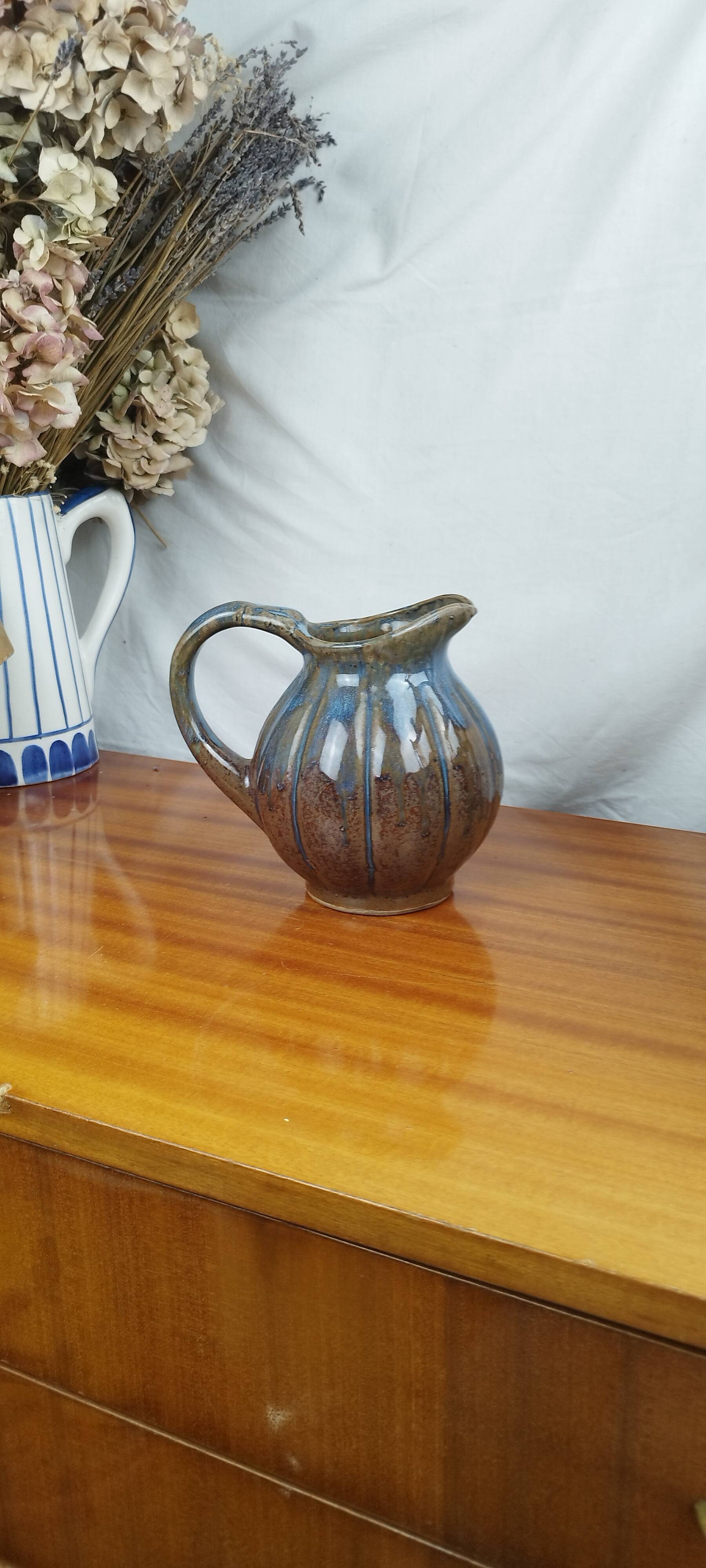 Stoneware Pitcher or Carafe in the Shape of a Pumpkin, Art Deco Period 1930s