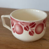 Set of 6 antique cups with fruits and birds from Badonviller.