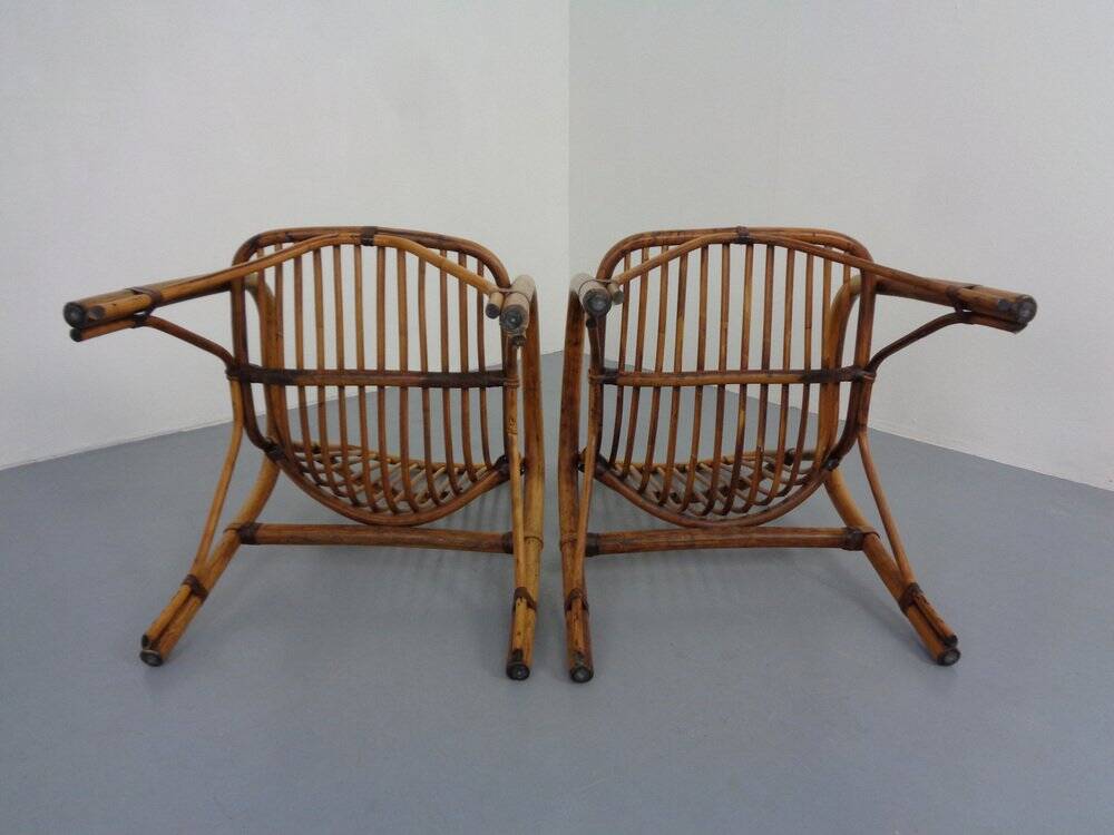 Set of Italian Bamboo Armchairs, 1970s
