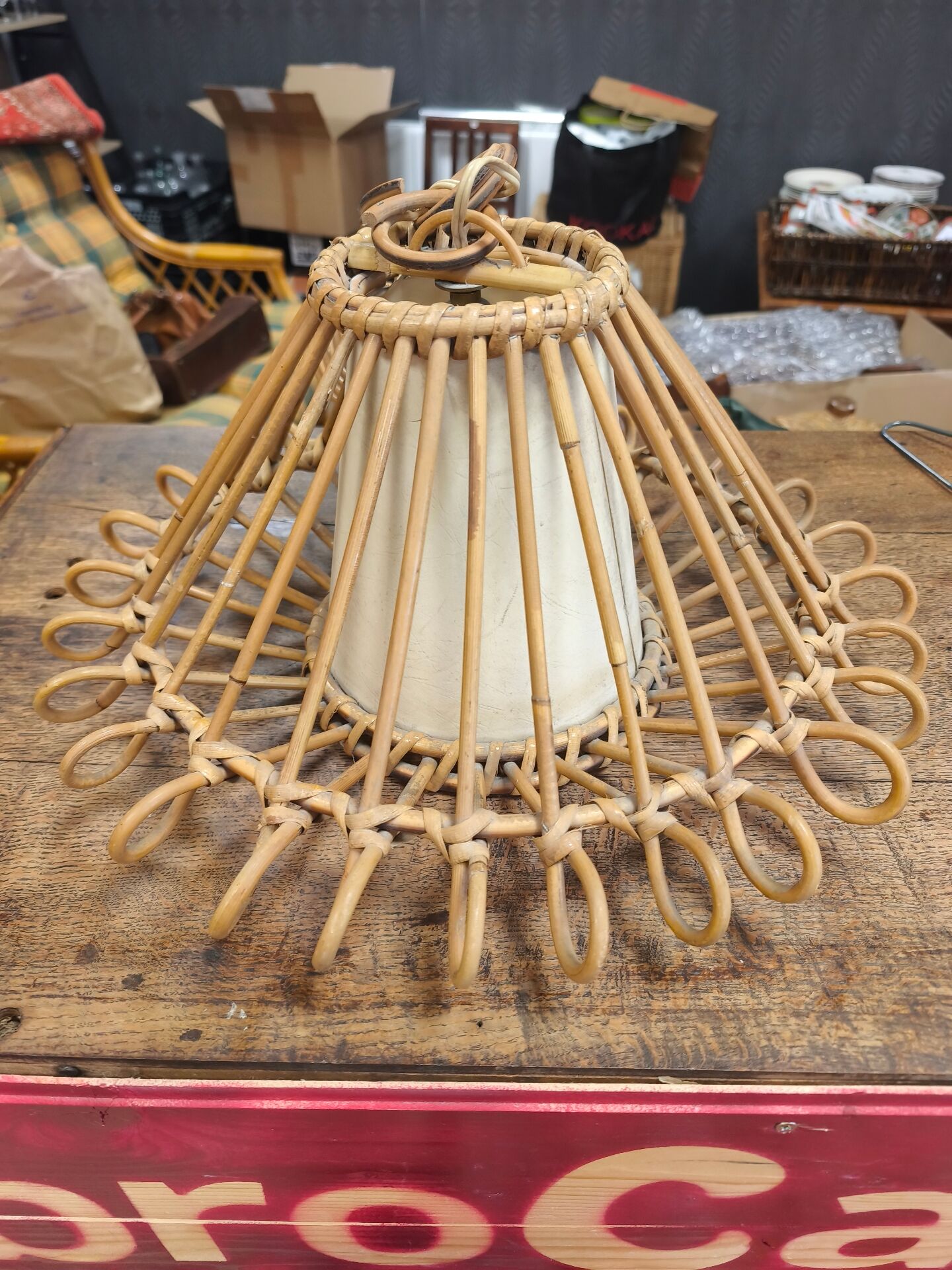 Vintage rattan ceiling light fixture