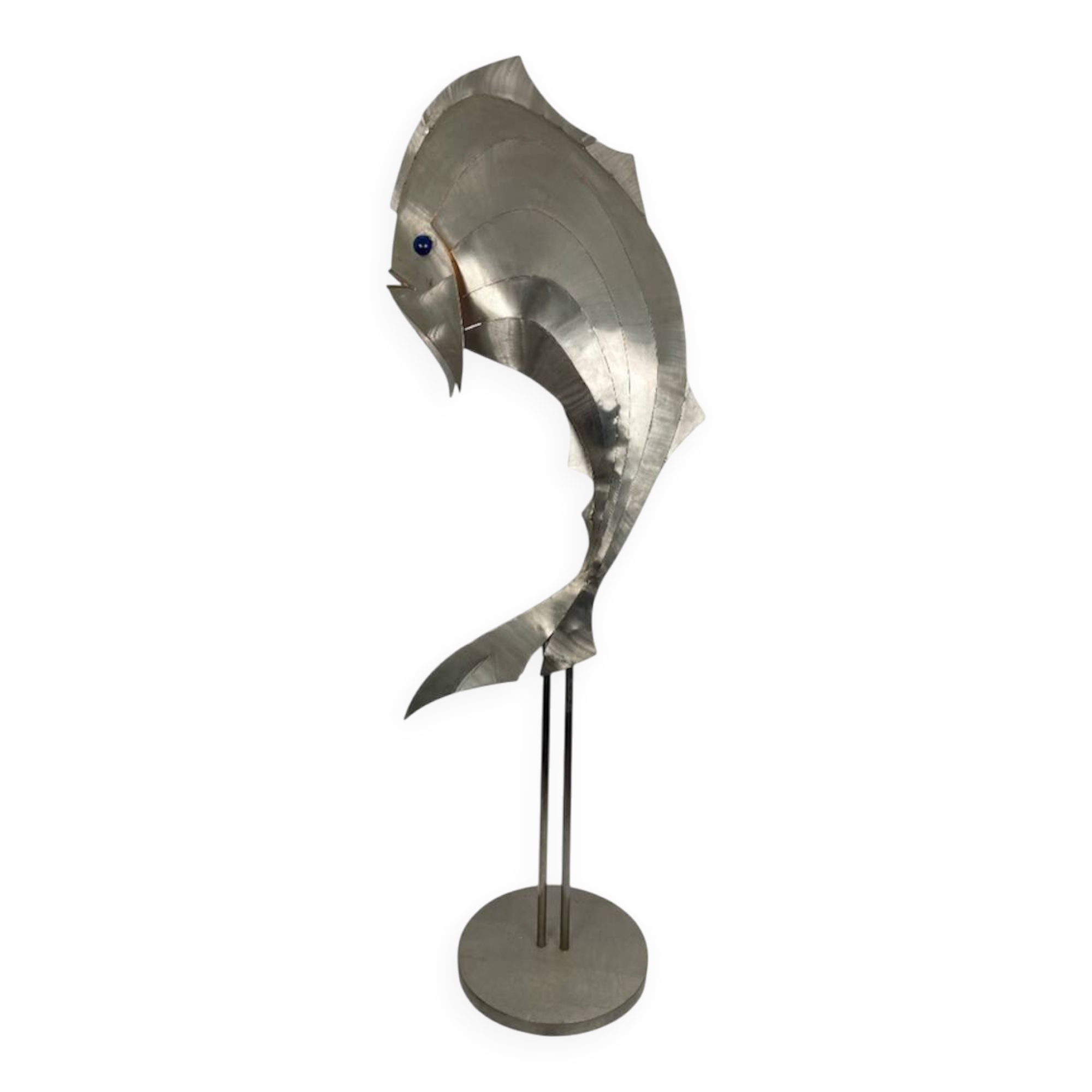 Fish in stainless steel Lighting object from Reinhard Stube