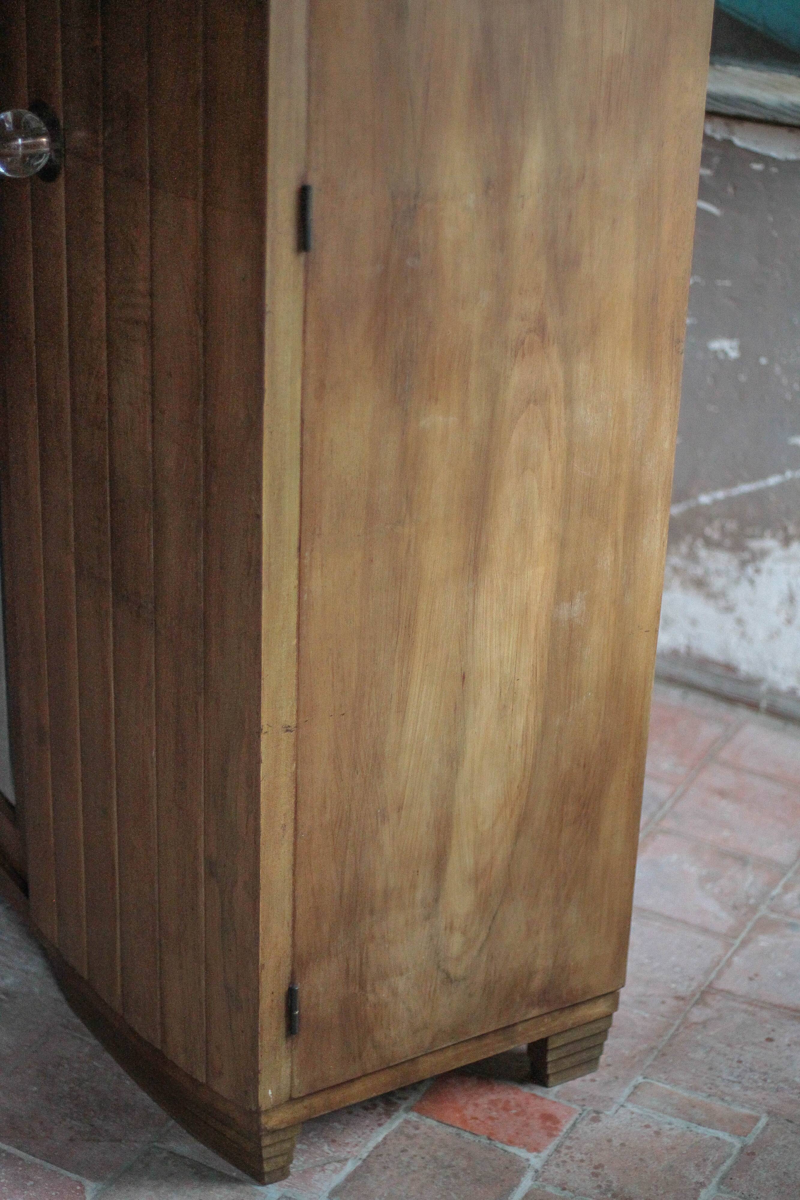 Art Deco wooden wardrobe with mirror