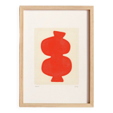 Painting on paper - majo - bright red - signed eawy