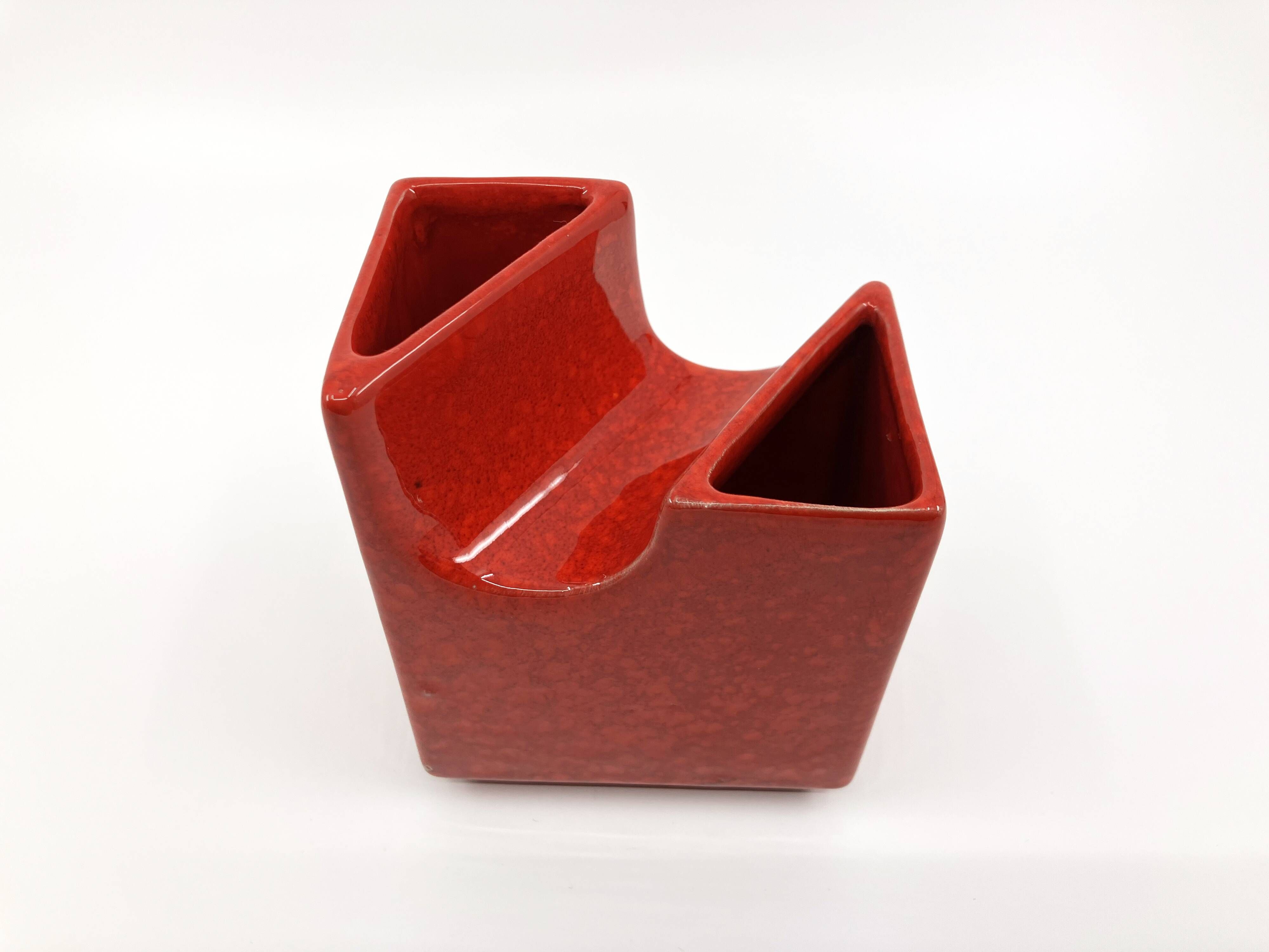 Vase with 2 necks by Roberto Rigon for Bertoncello • Italy • Circa 1970