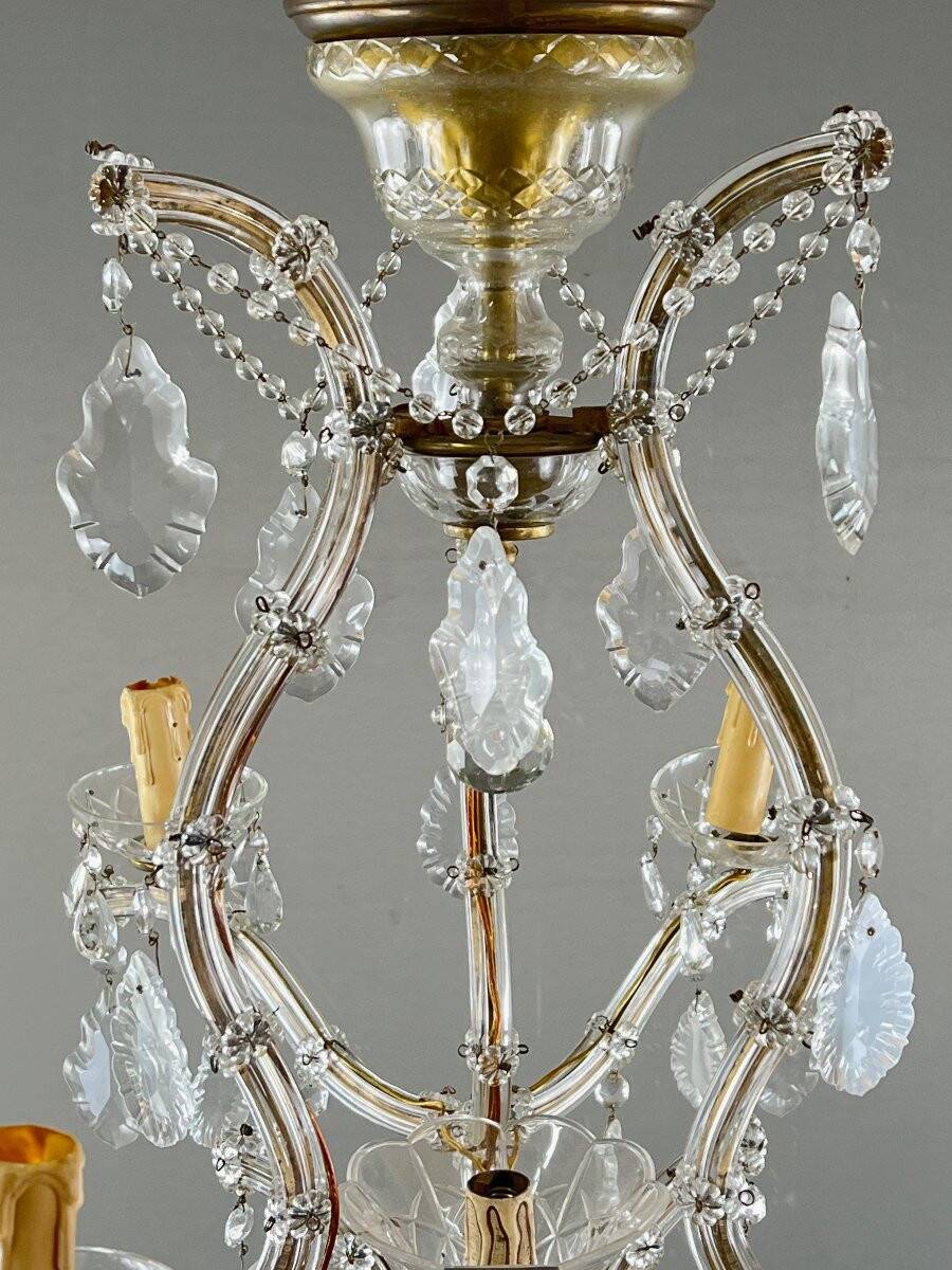 Crystal and brass chandelier, early 20th century