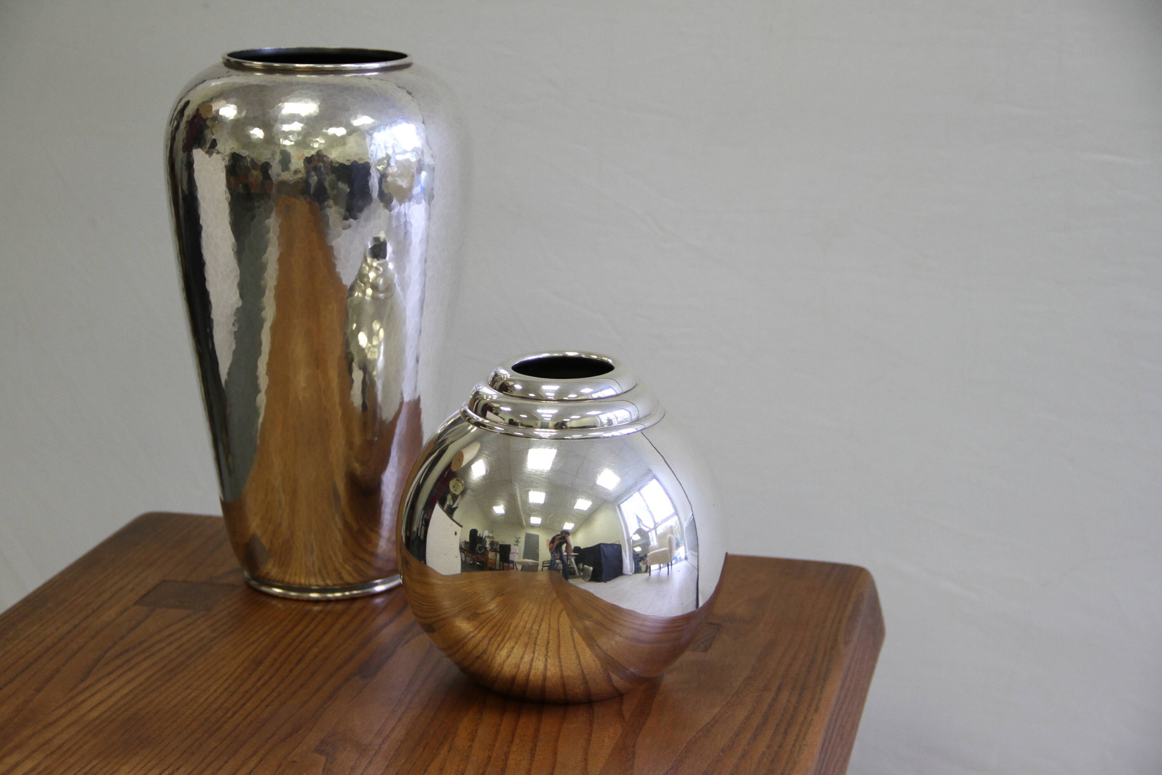 Vase Art decoration in silver metal by Luc Lanel, circa 1925