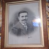 Lot of 2 victorian couple photo frames portrait ancestor painting woman and man xix france