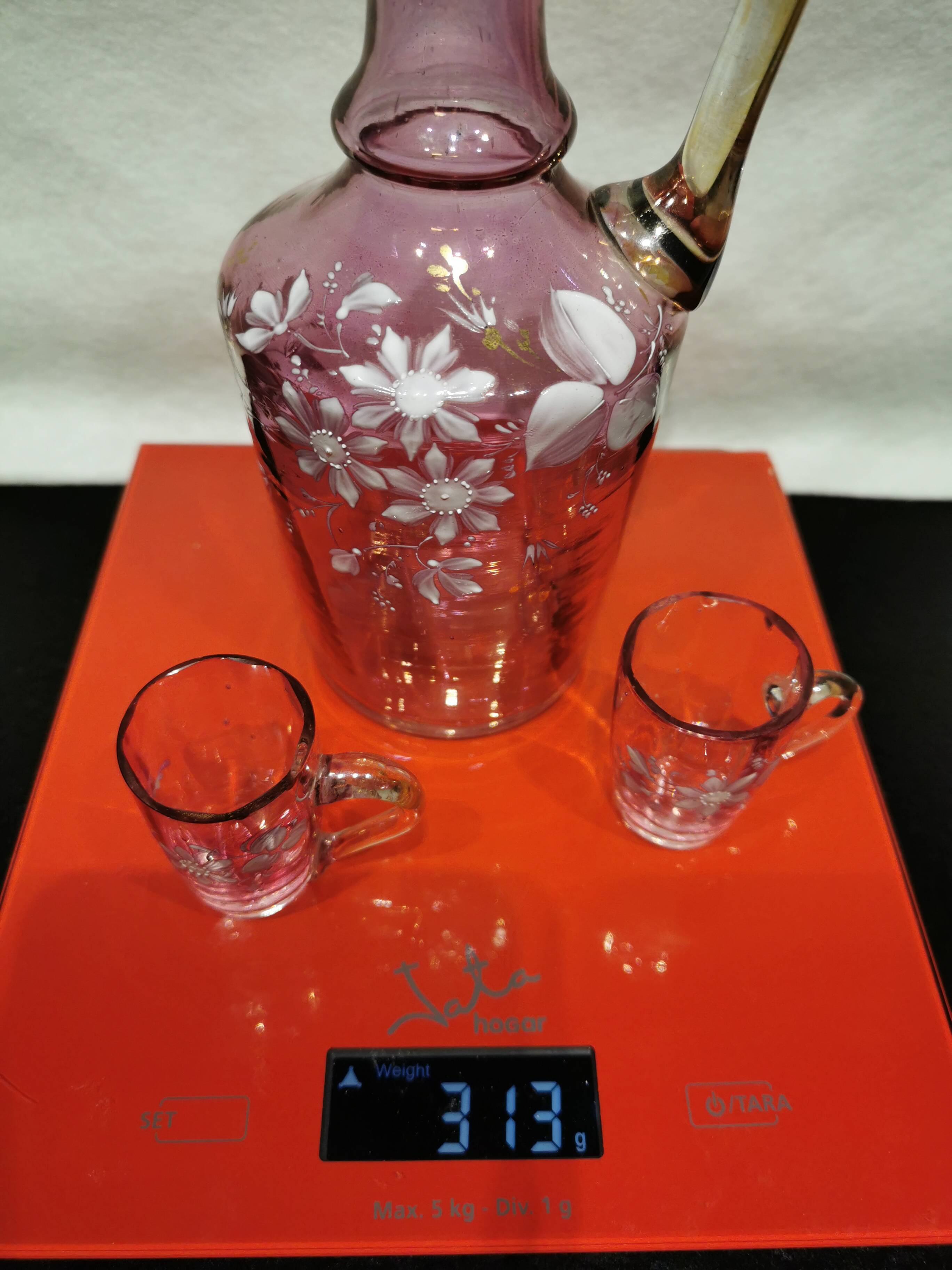 Licorera / jarra francesa y vasos – art noveau