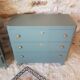 Commode art déco vert bleu poignées patinÉes