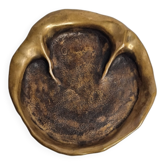 Bronze pocket emptier by Denis Mathews (1913-1997), "Rhinoceros Footprint" (12 cm), 1995