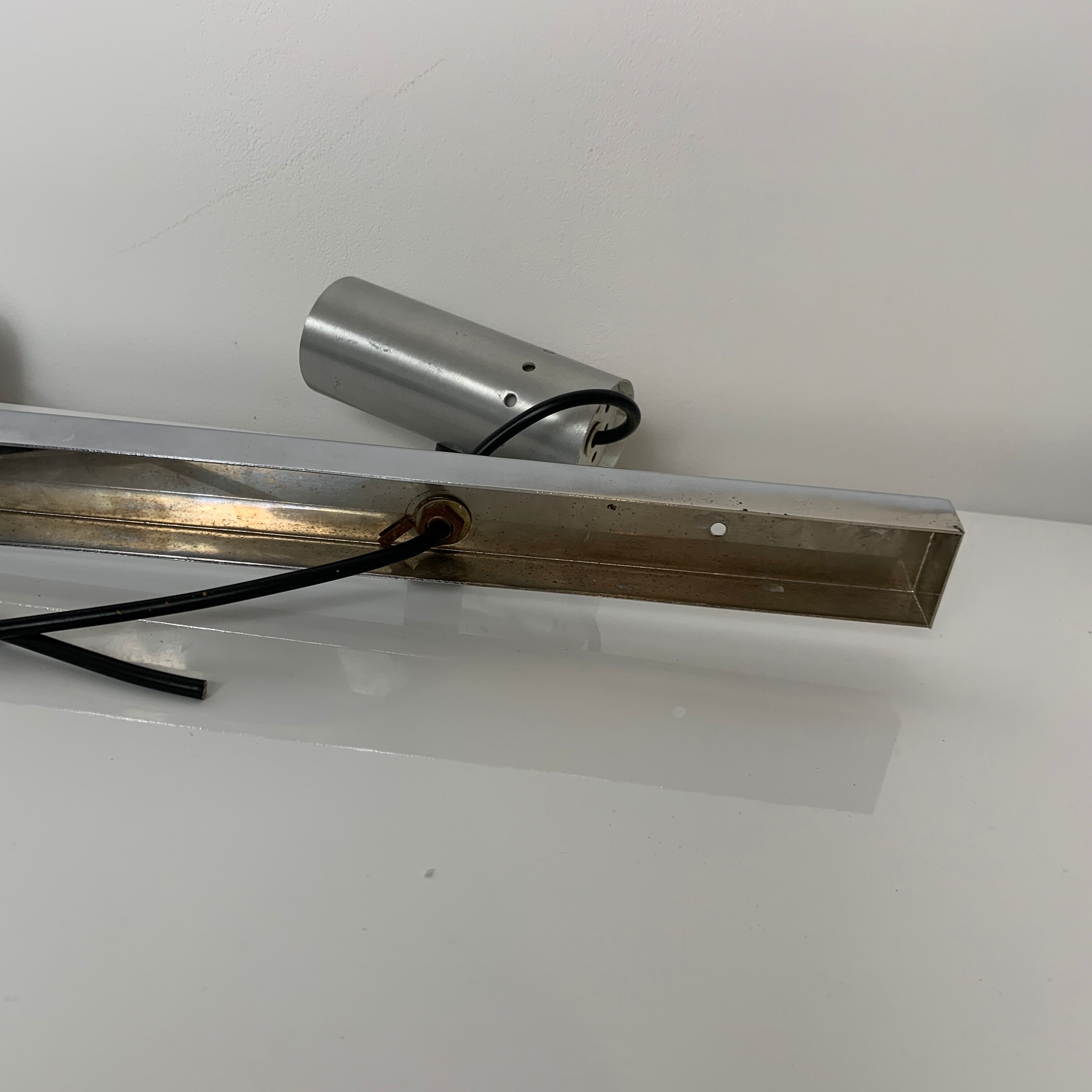 Ramp spot wall lamps chrome metal and brushed aluminum