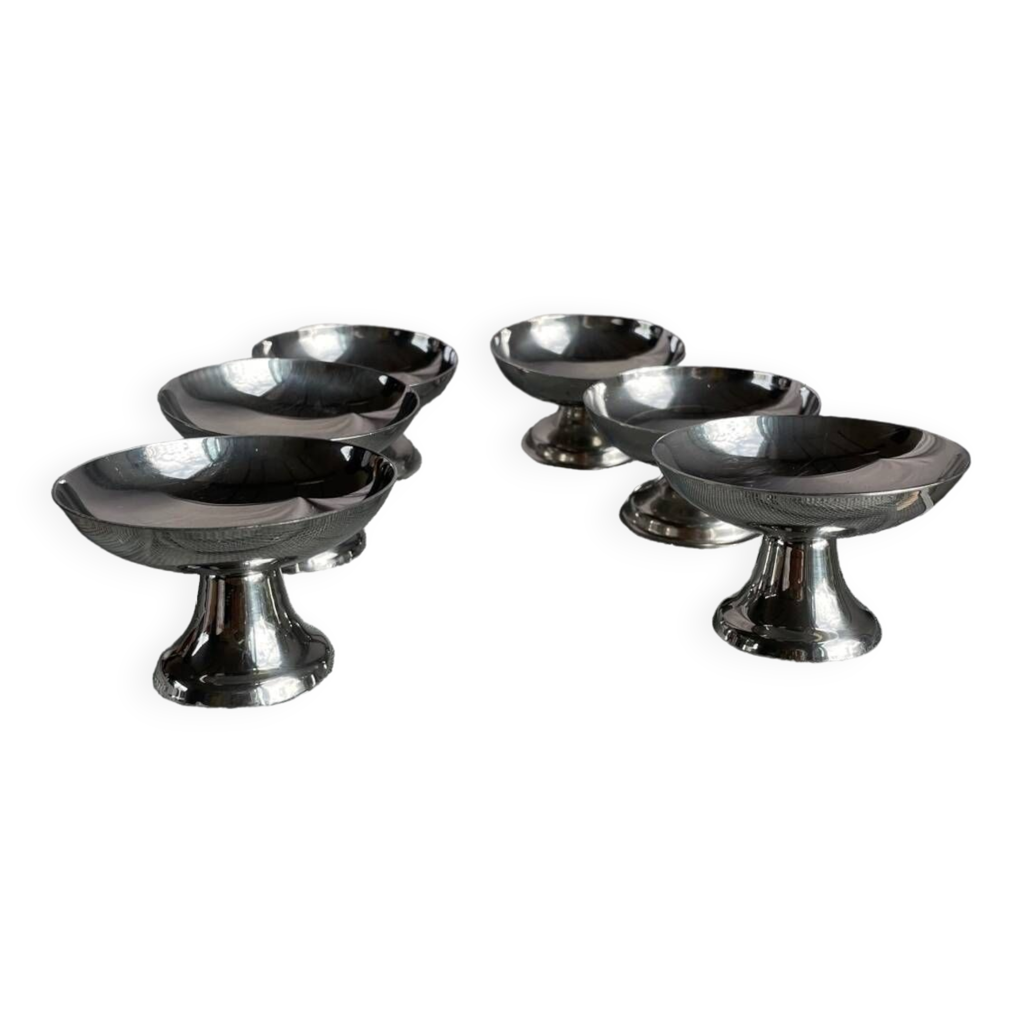 6 coupes à glace en inox vintage