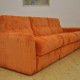 Orange corduroy modular sofa, 1970s.