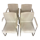 1 lot of 4 white leather office chairs