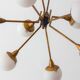 Impressive brass chandelier with opaline globes, Italy 1960s